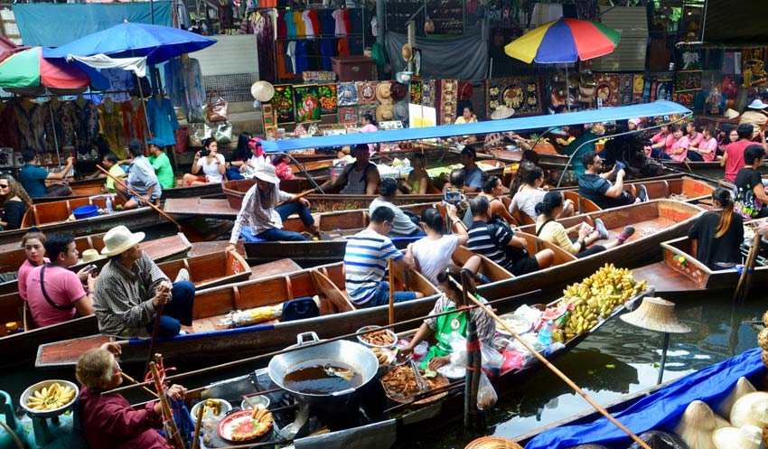 mercato galleggiante Bangkok