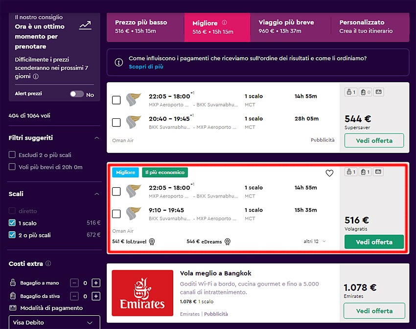 offerta volo thailandia
